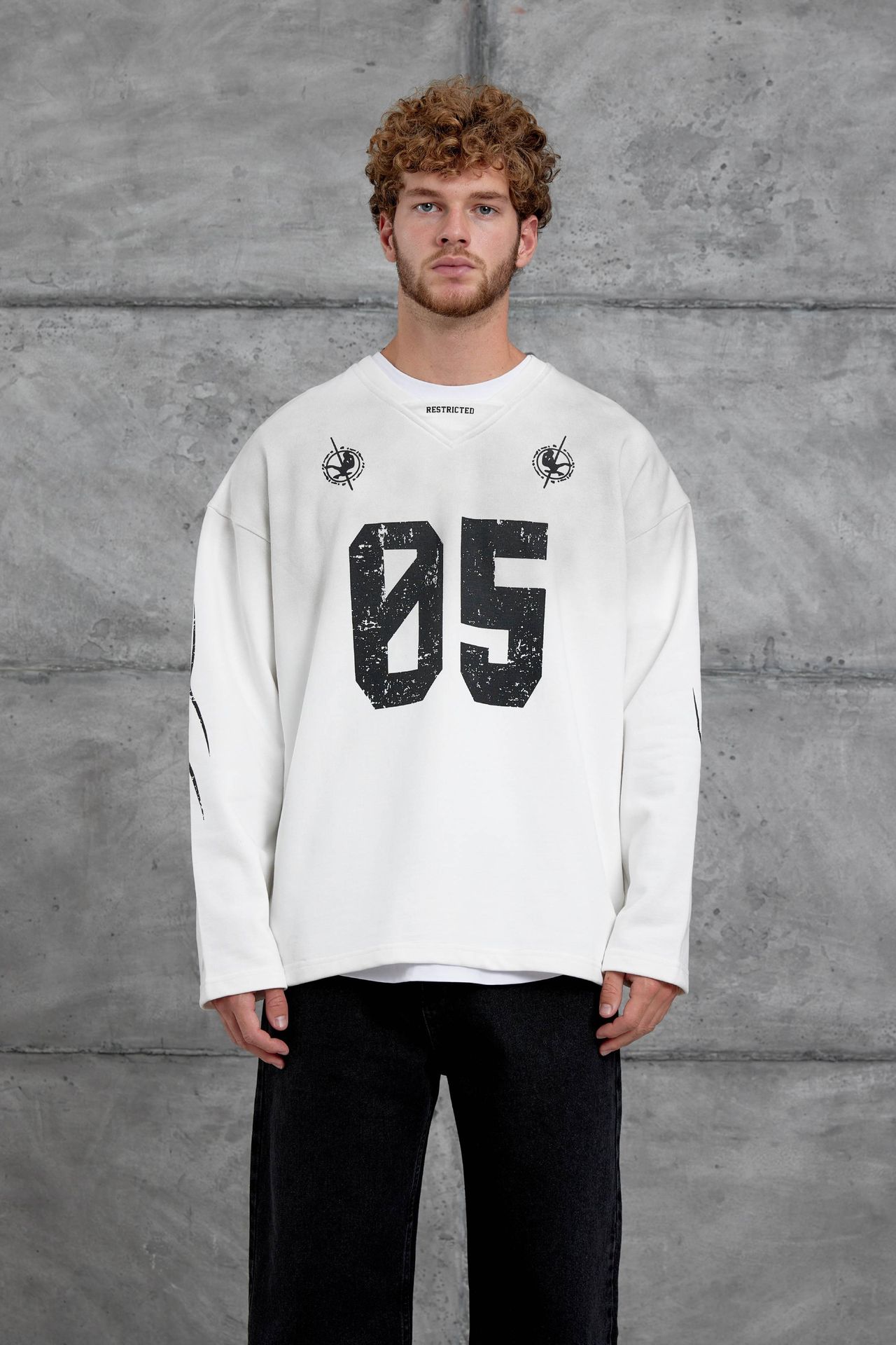NOMARC Baskılı Oversize Bisiklet Yaka Sweatshirt 1