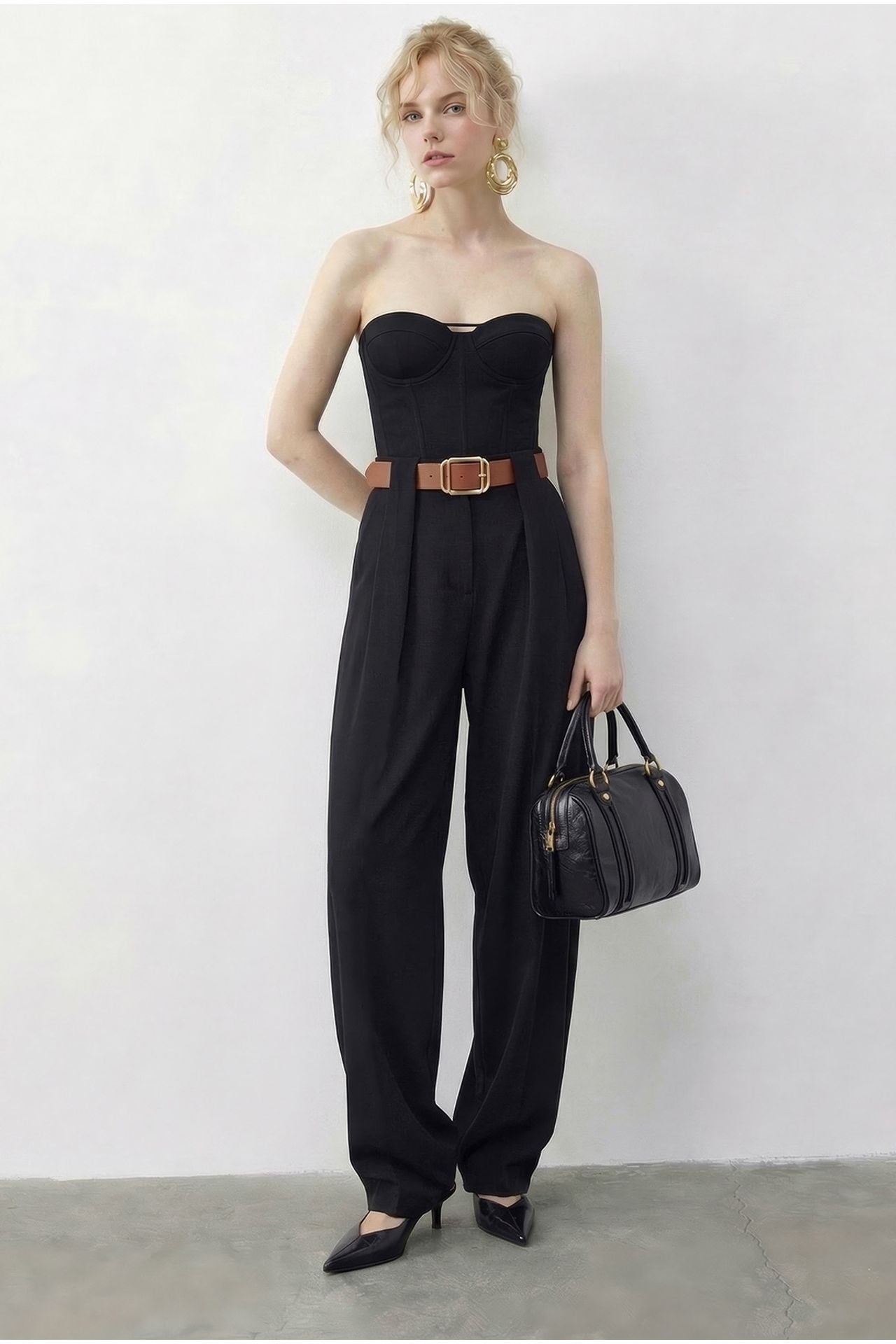 LUCCI High Waist Wide Leg Palazzo Pants with Belt 4