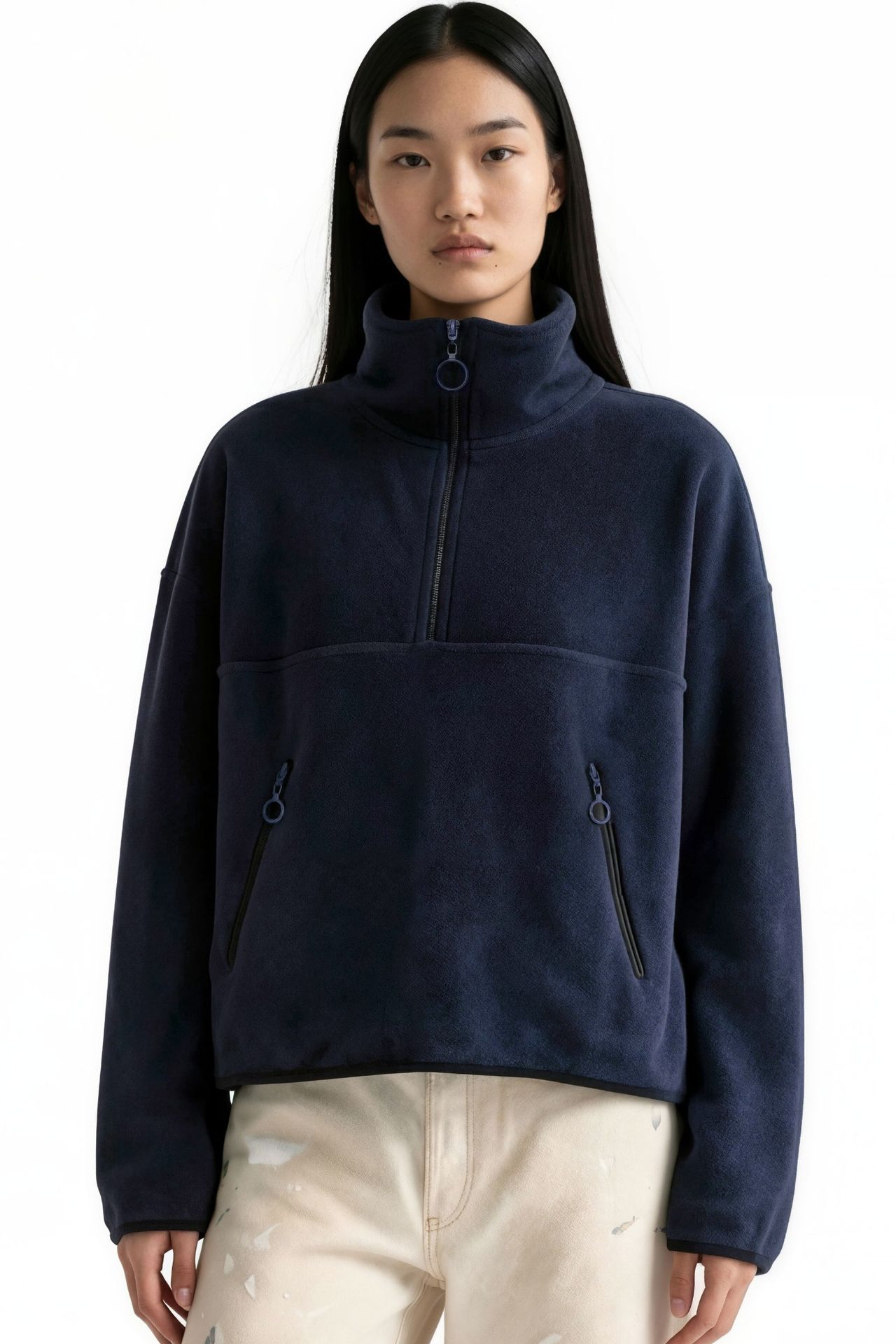 BUSEM Women's Half Zip Crop Sweatshirt 1