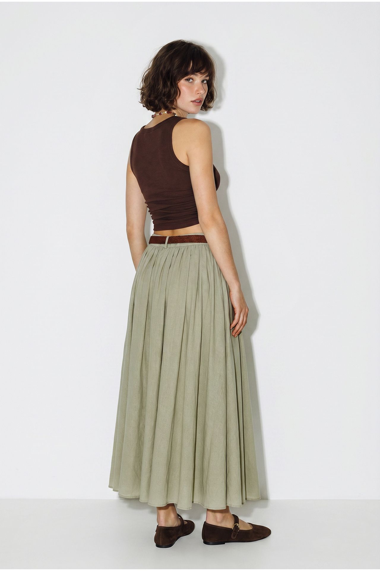 LUCCI High-Waist Pleated Maxi Skirt 5