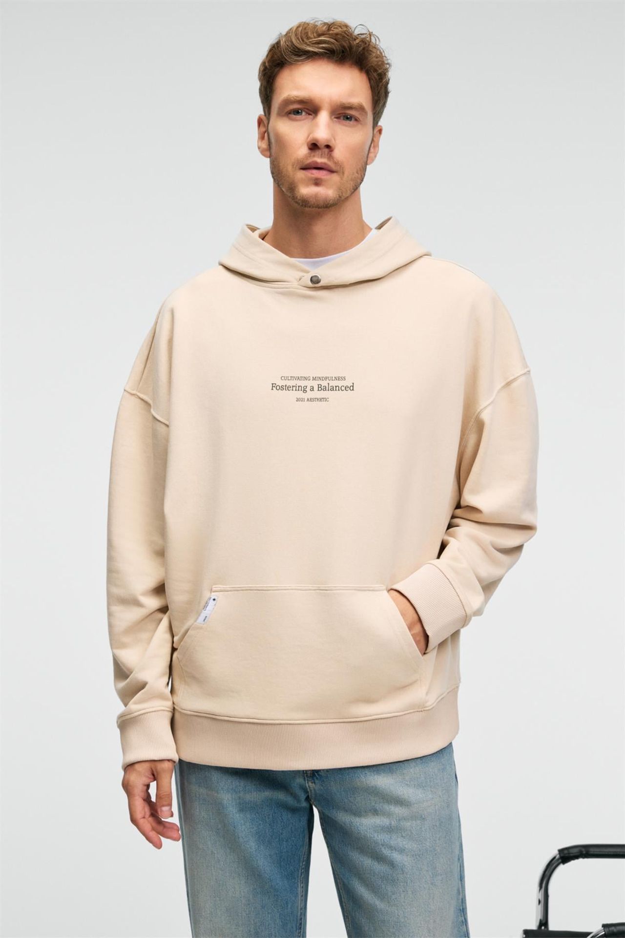GRIMELANGE Baskılı Kapüşonlu Cepli Sweatshirt 5