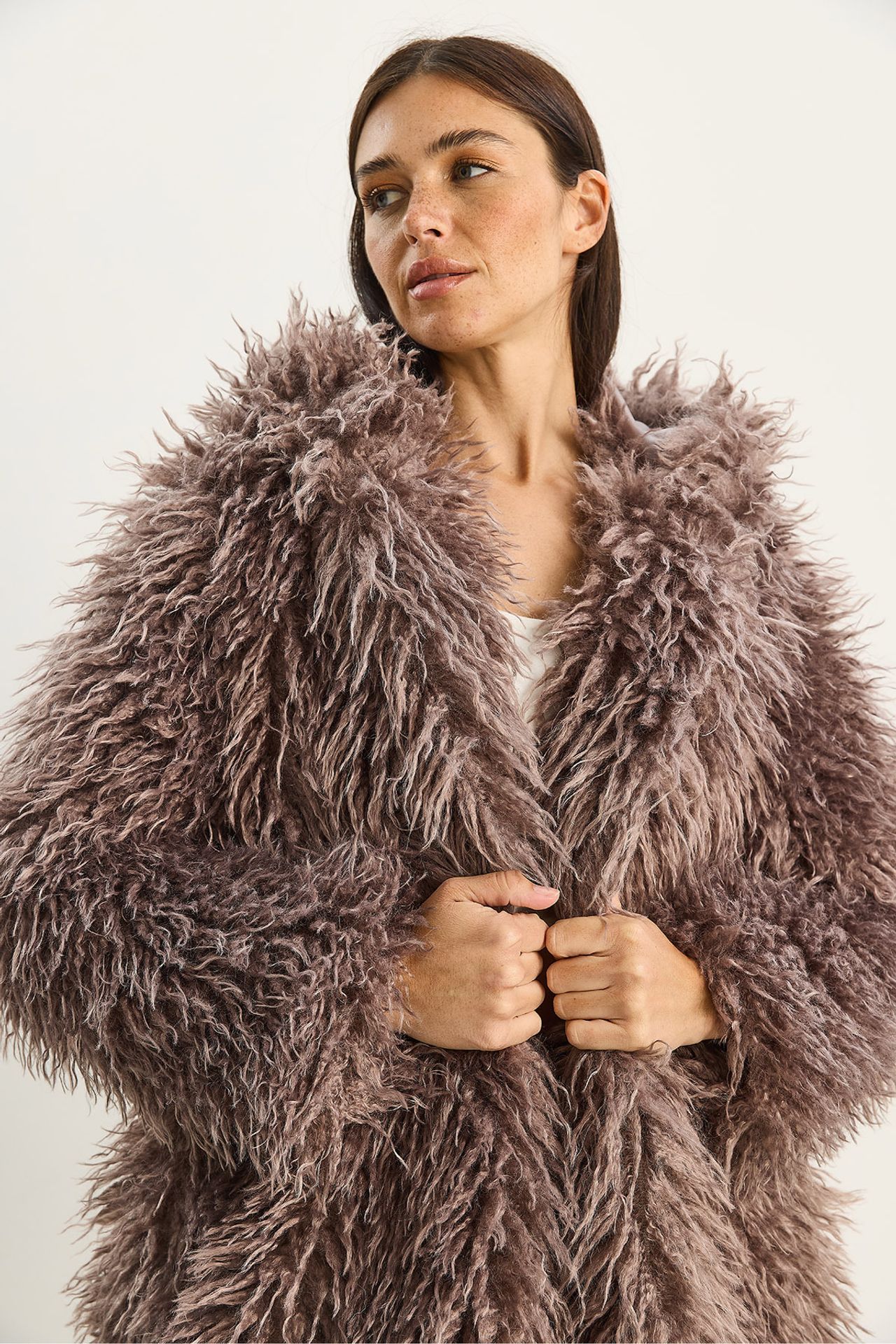 LUCCI Oversize Hooded Faux Fur Jacket 4