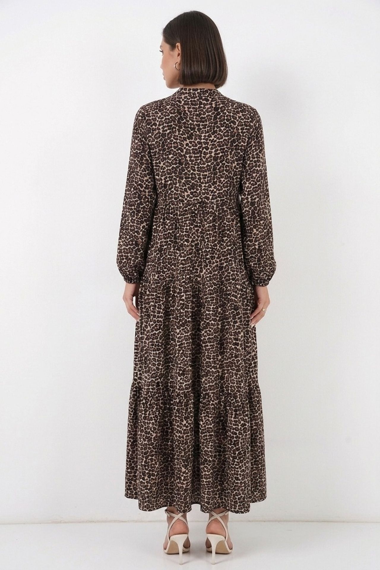 BDART Patterned V-Neck Maxi Dress with Button Closure