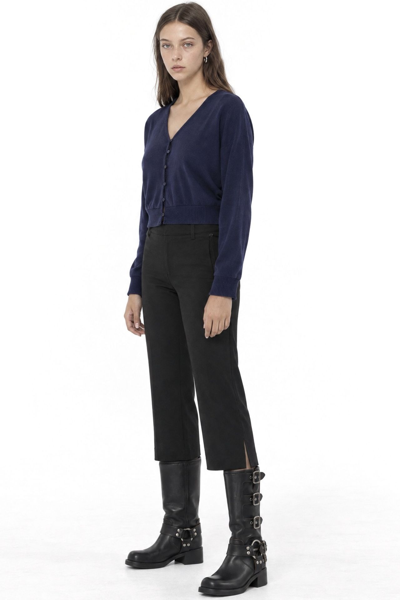 BUSEM V-Neck Ribbed Crop Cardigan 2