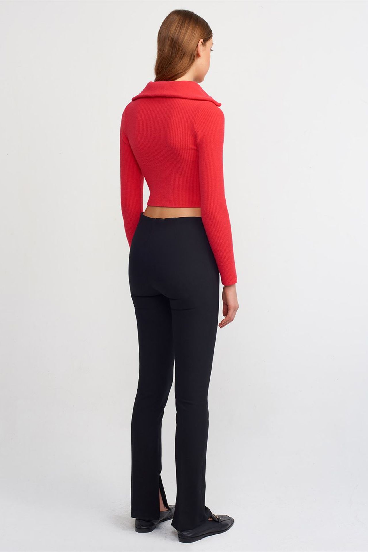 DILVIN High-Waist Flare Pants With Slit 2
