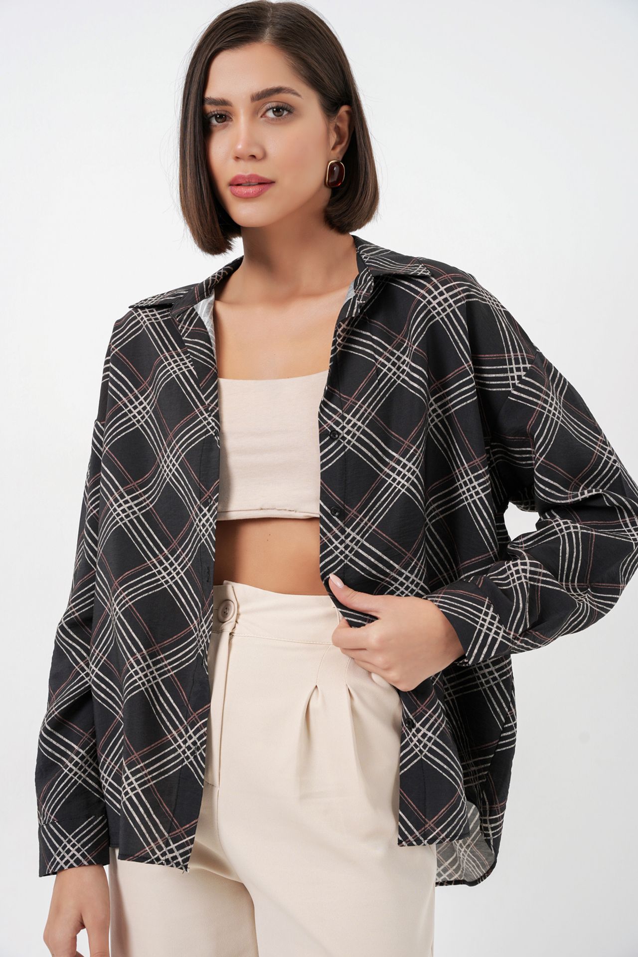 BDART Oversized Plaid Button-Up Shirt 3