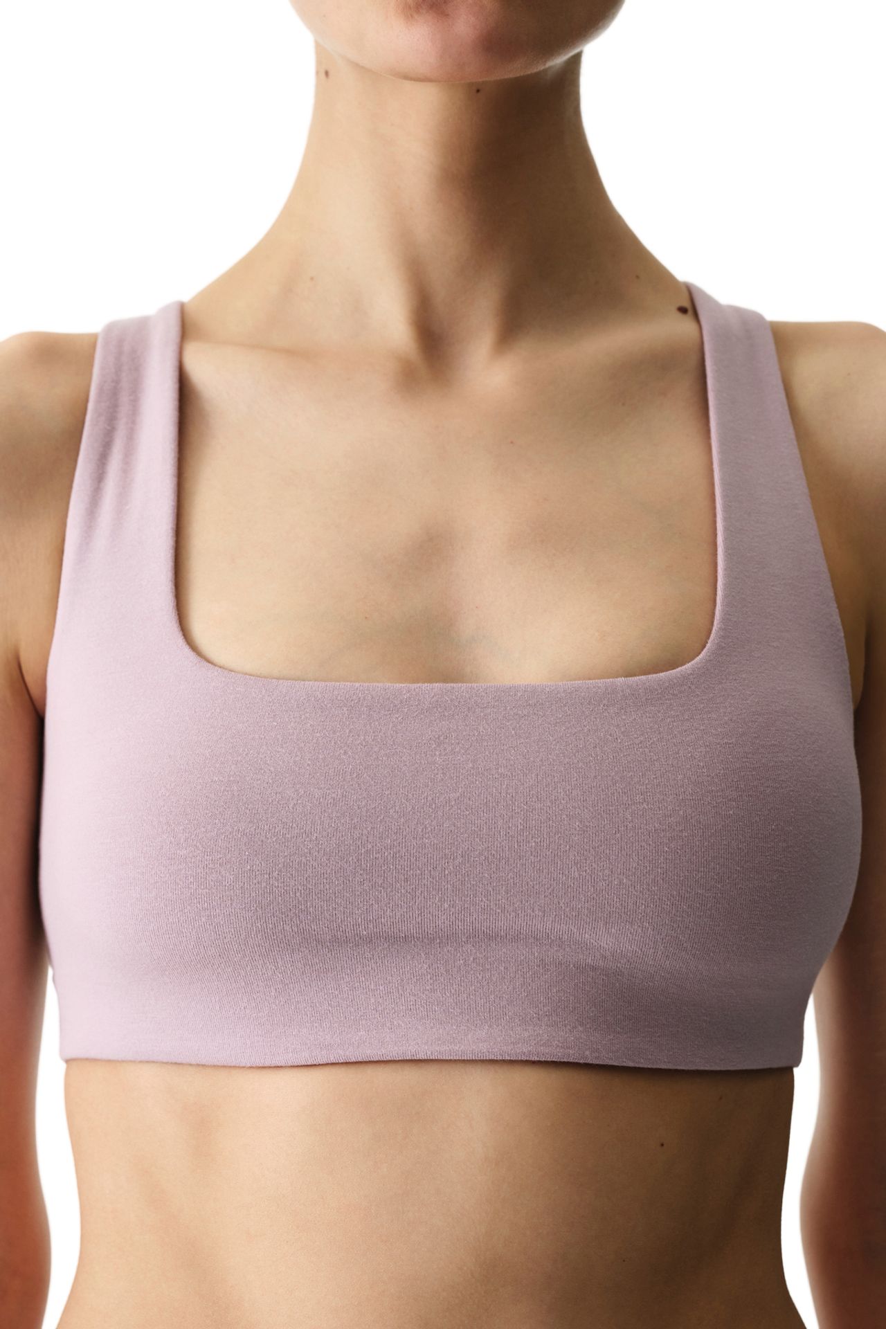 PENTI Embellished Cotton Modal Blend Cable-Knit Back Removable Padded Sports Bra 3