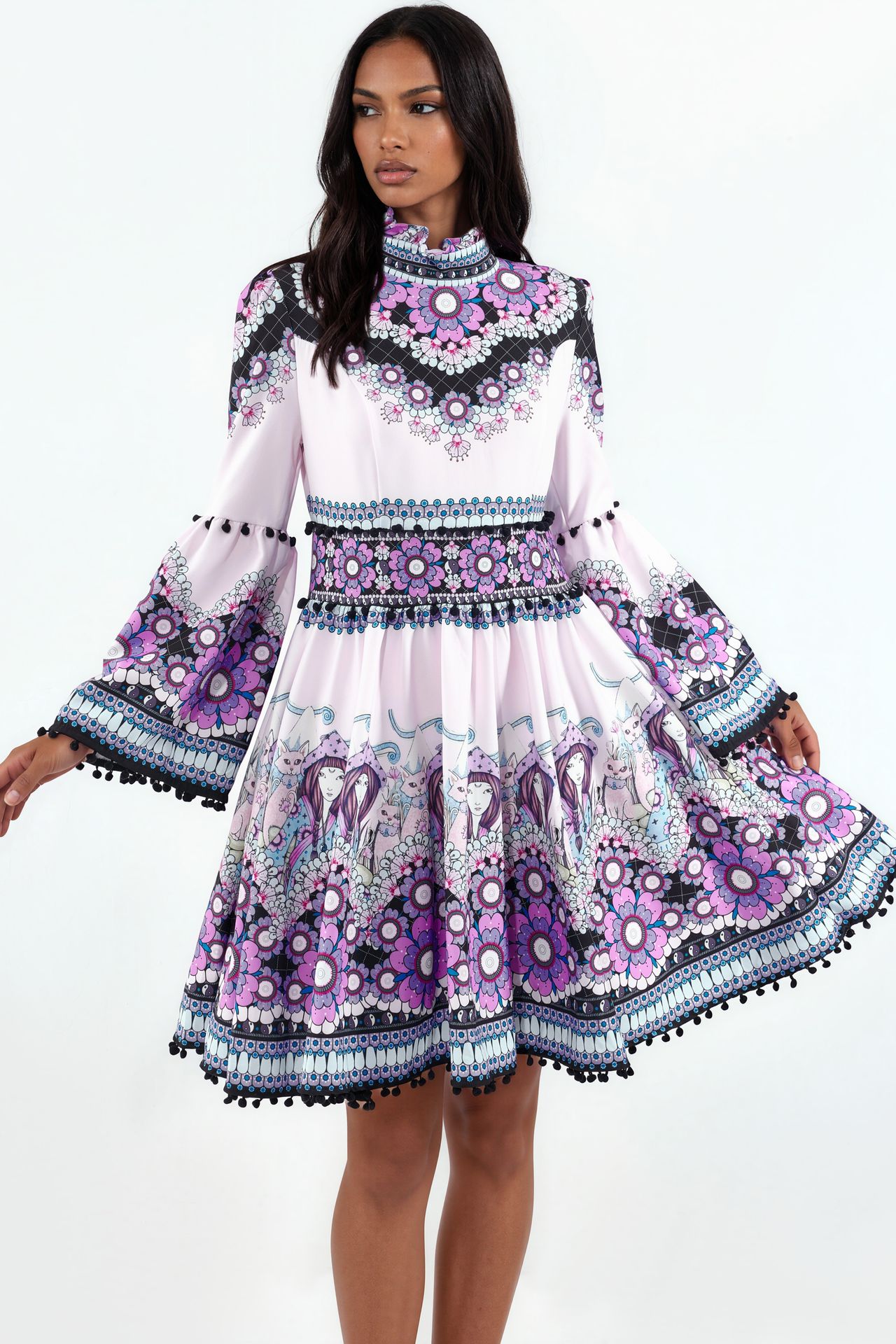 MSN Printed Strapless Mini Skater Dress 1