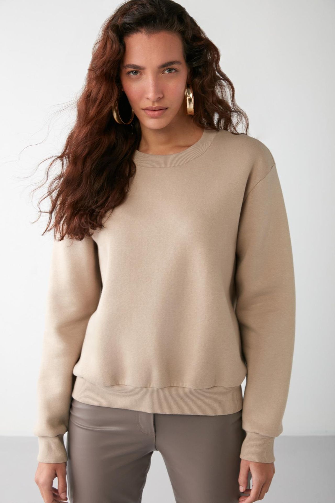 GRIMELANGE Geniş Kesimli Fitilli Bisiklet Yaka Sweatshirt 1