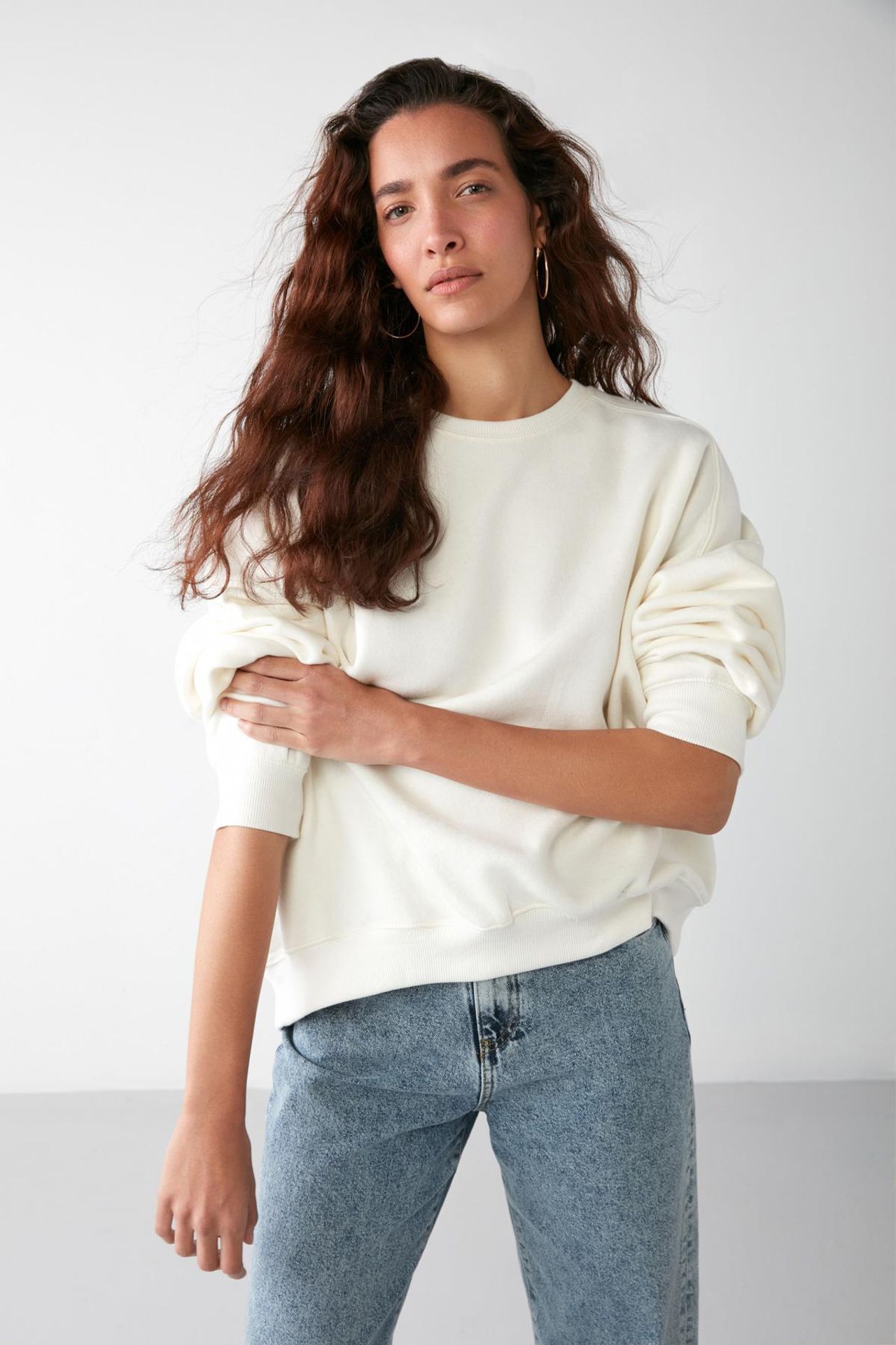 GRIMELANGE Geniş Kesimli Fitilli Bisiklet Yaka Sweatshirt 3