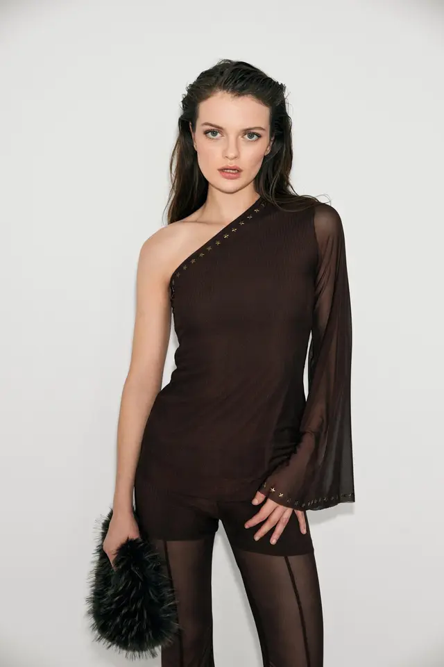 GRIMELANGE Regular Fit Simple Pullover Blouse