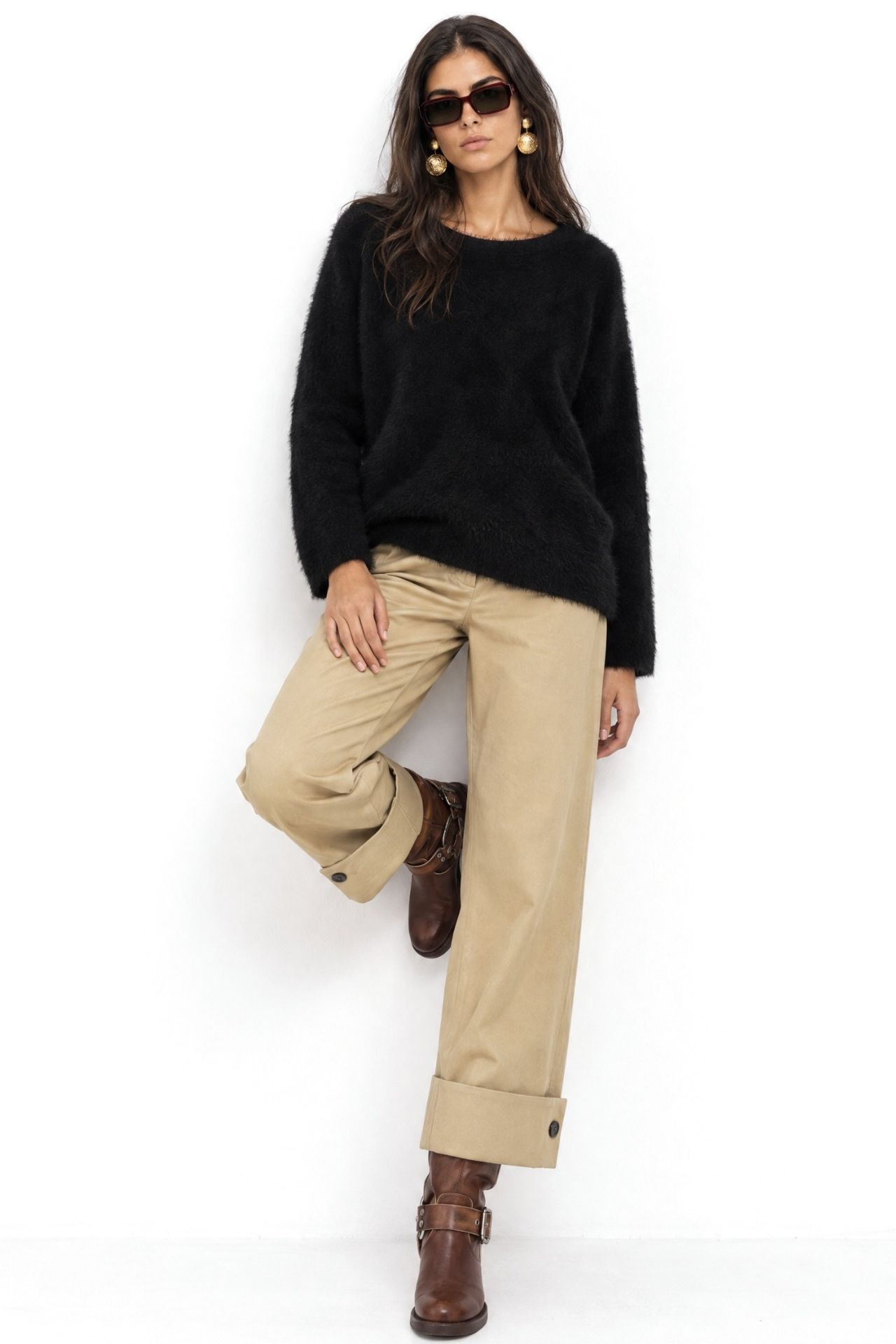 MIXRAY Asymmetrical Collar Knit Sweater 4