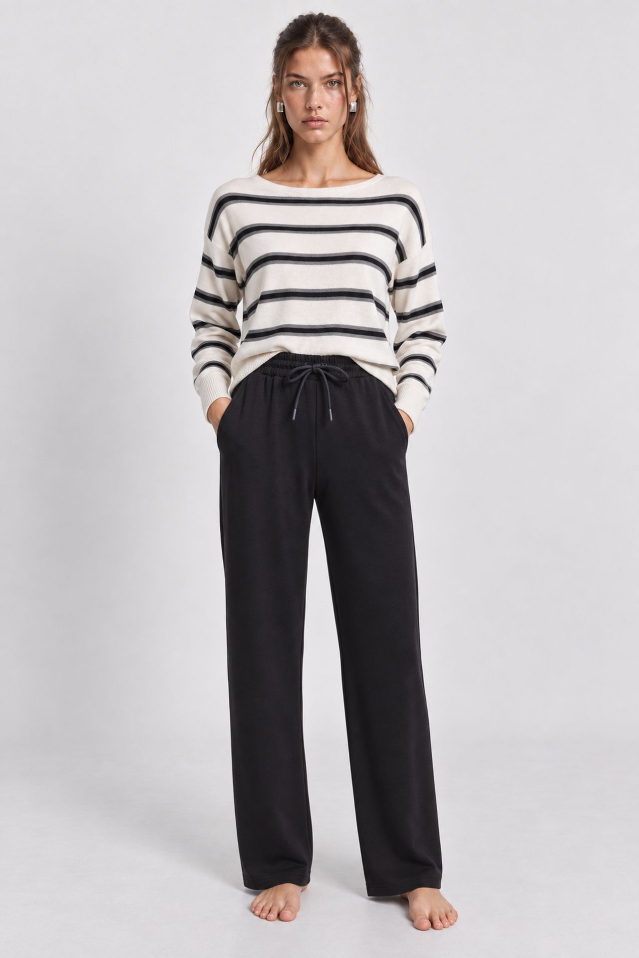 ISTANBUL Wide Leg Drawstring Waist Sweatpants 4