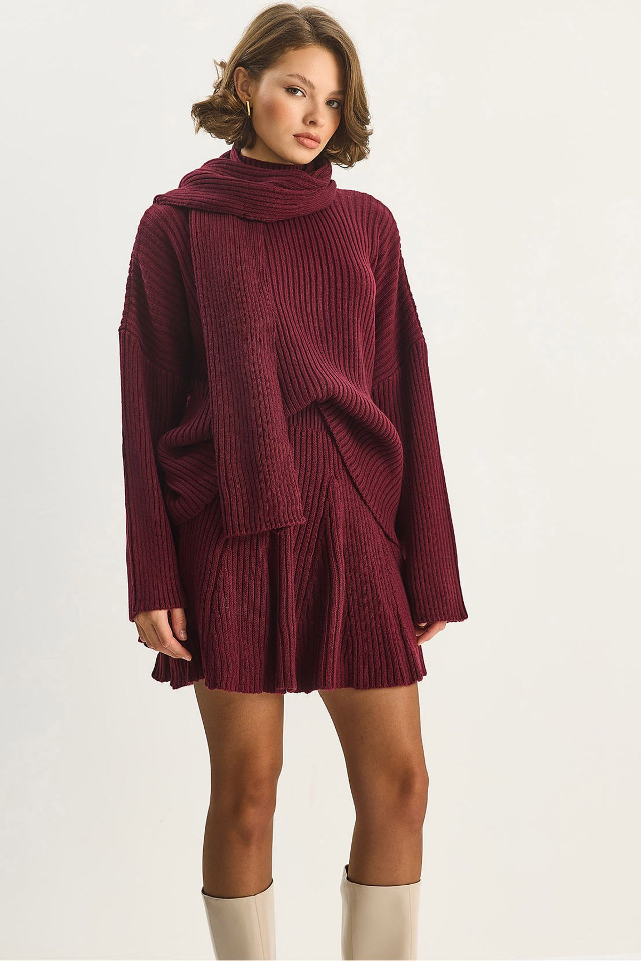 LUCCI Shawl Collar Two-Piece Knitwear Set 1