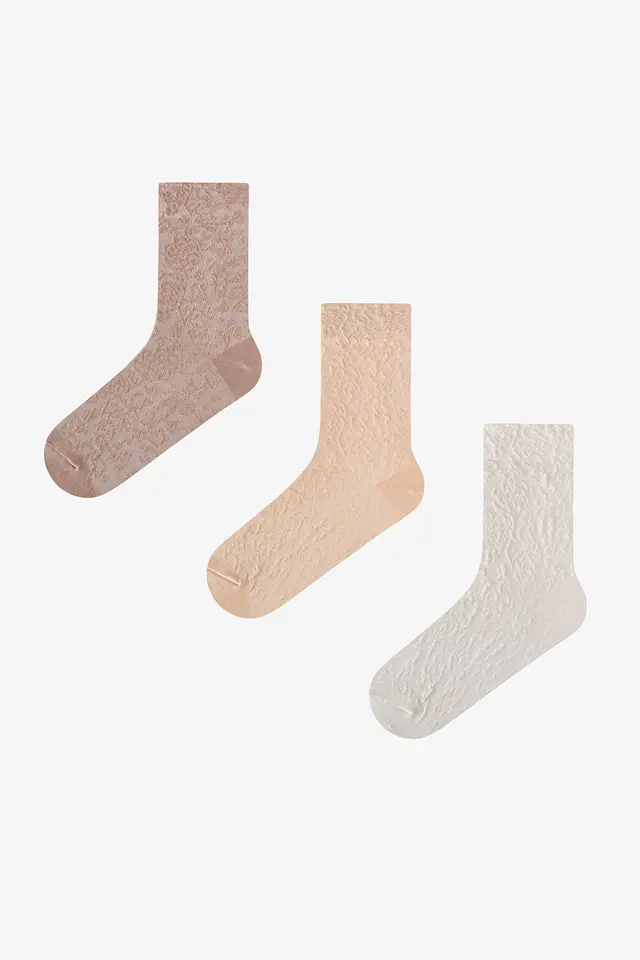 PENTI Elegance Texture Cotton Jacquard Pair Crew Socks