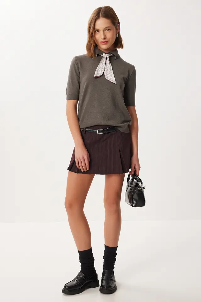 ISTANBUL Polo Neck Sweater with Scarf Detail