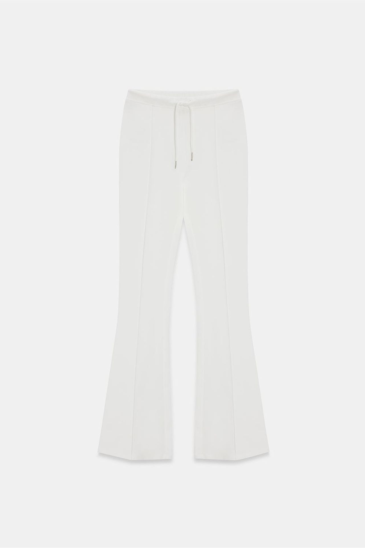 DILVIN Mid-Waist Flare Jersey Pants With Drawstring 5