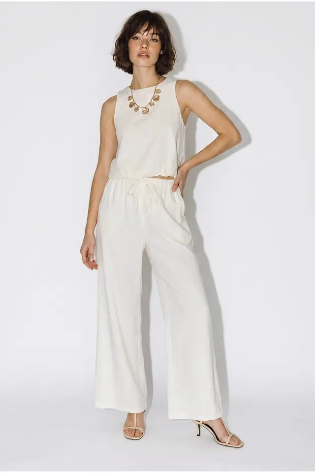 LUCCI Cotton Wide-Leg Sleeveless Jumpsuit