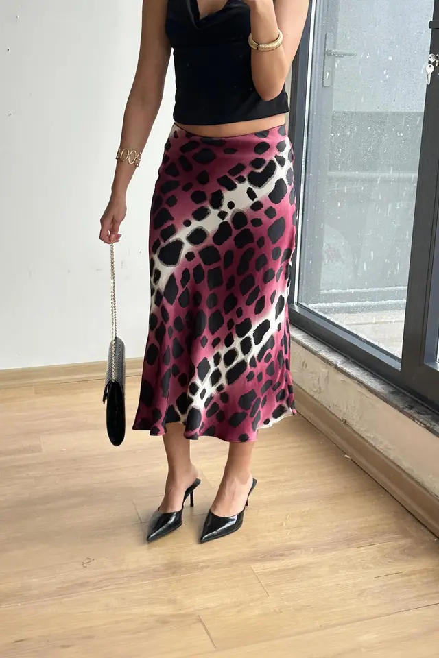 Mixray Leopard Midi Skirt