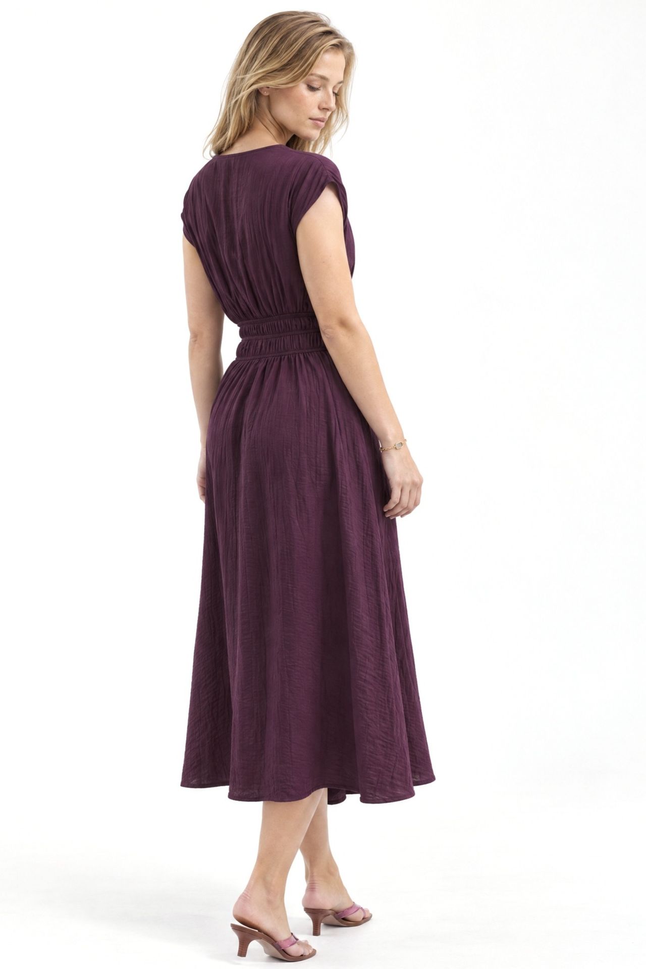 BUSEM Textured V-Neck Midi Dress 3