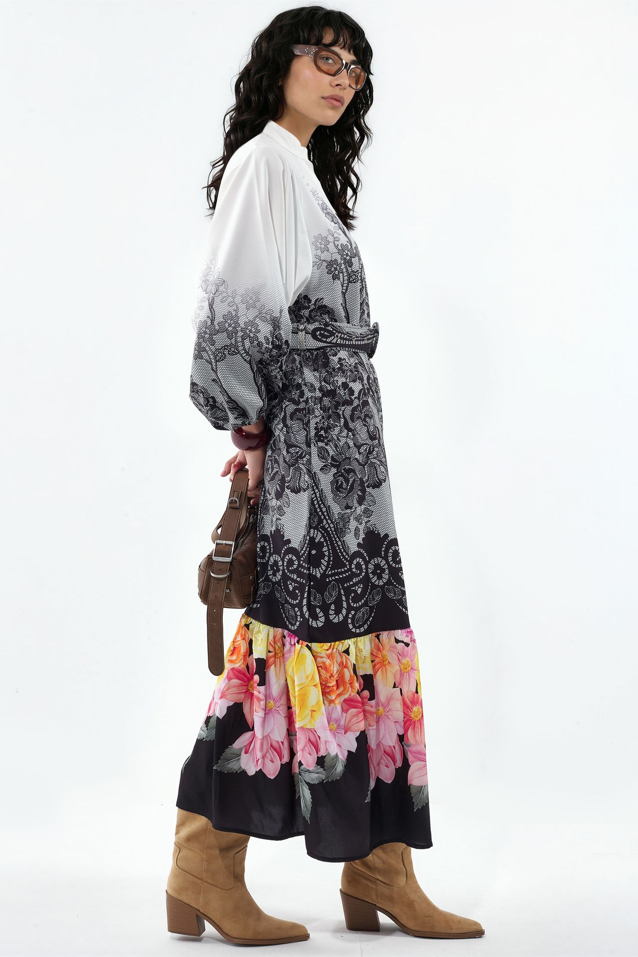 MSN Floral Belted Midi Dress 2