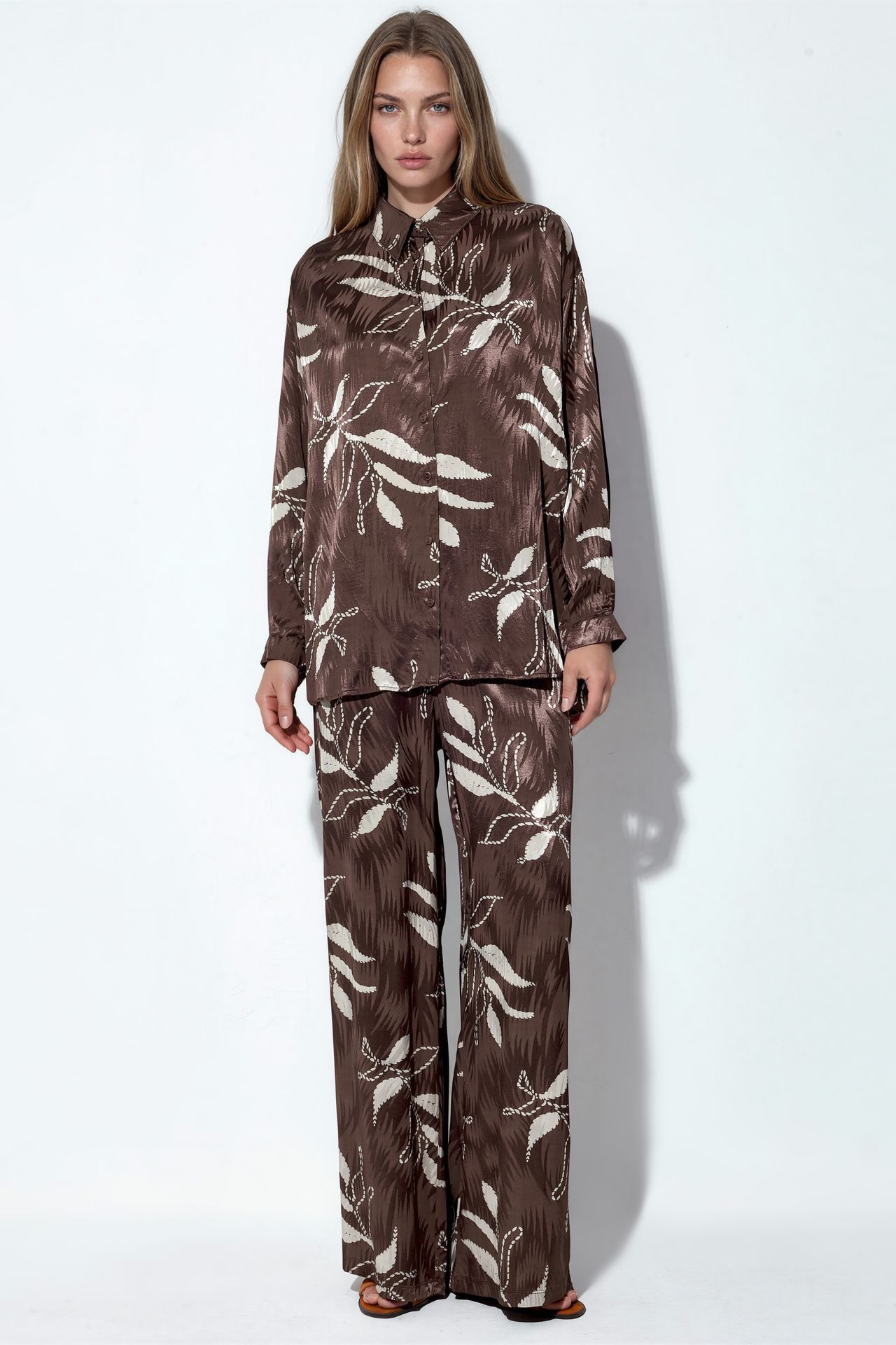 BDART Floral Viscose Shirt and Wide-Leg Trousers Set