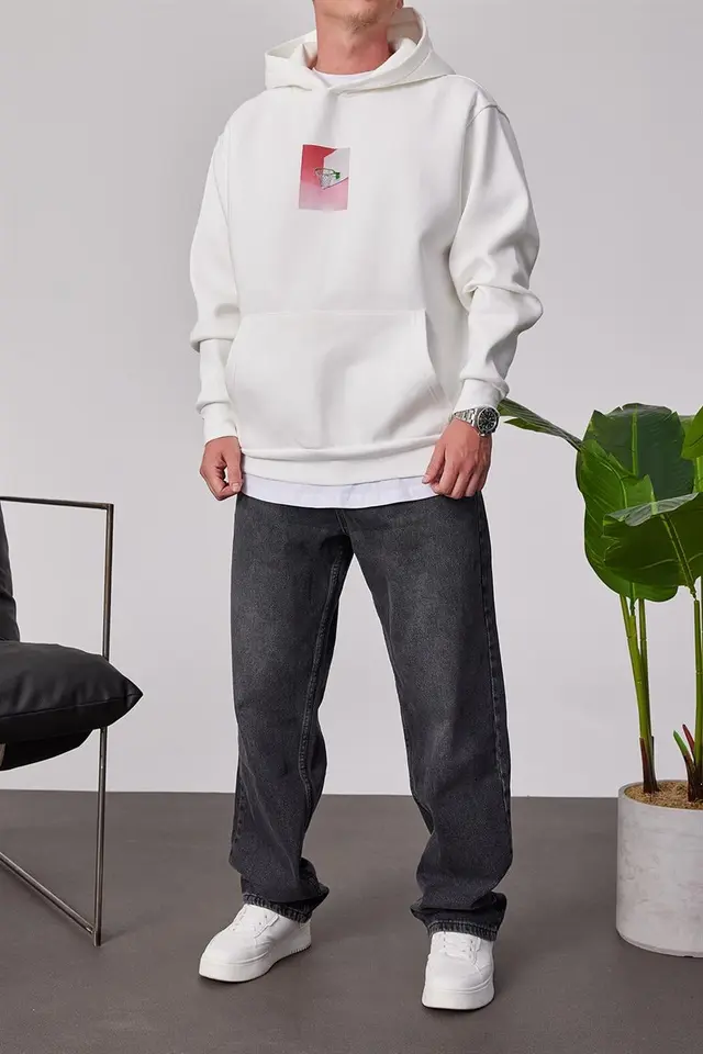 NOMARC Baskılı Kapüşonlu Cepli Hoodie