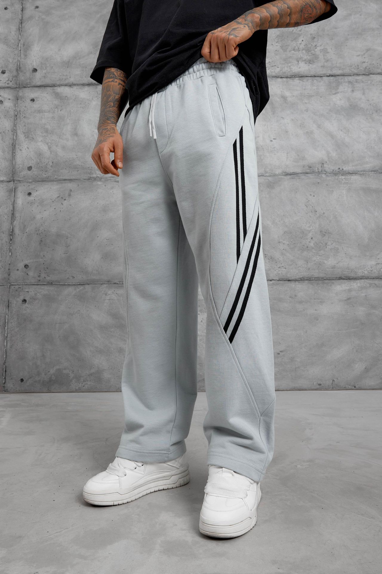NOMARC Çizgili Bol Geniş Paça Jogger Pantolon 3