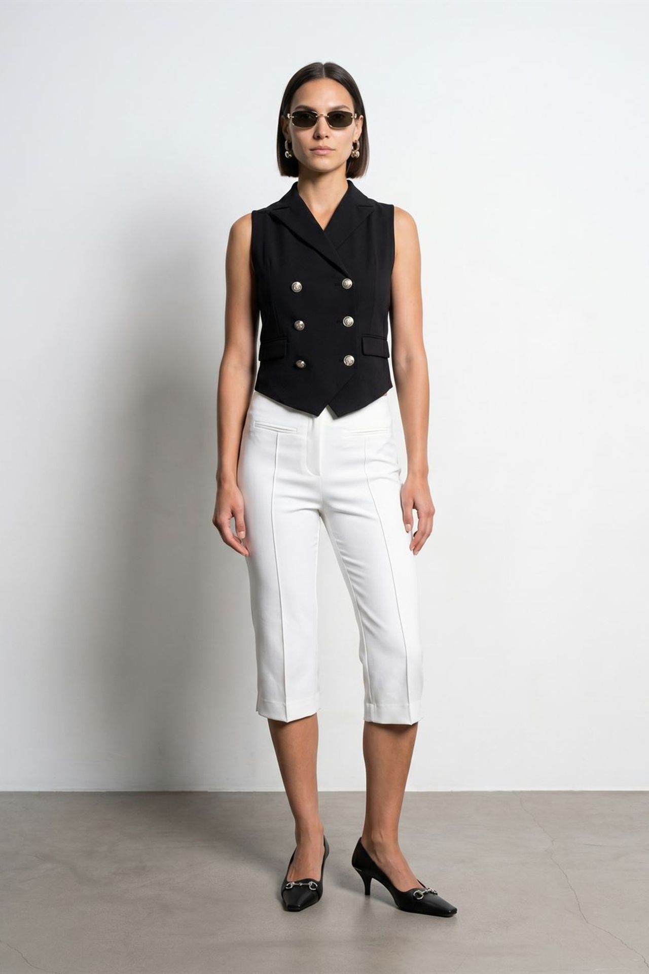 DILVIN Women's Shawl-collar Woven Waistcoat 1