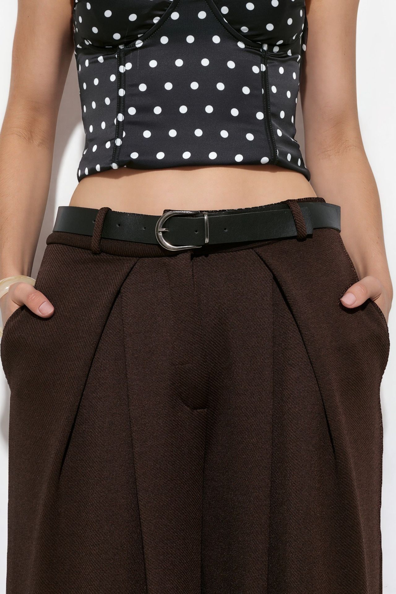 BUSEM High-Waist Wide-Leg Crepe Trousers With Belt 4