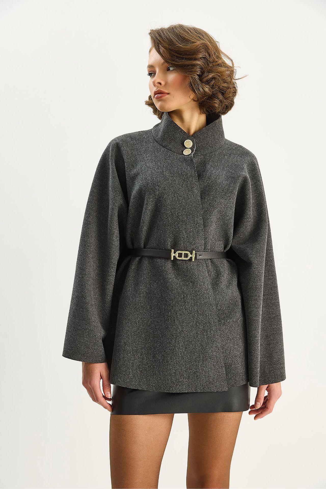 LUCCI Textured Overcoat with Button Closure 3