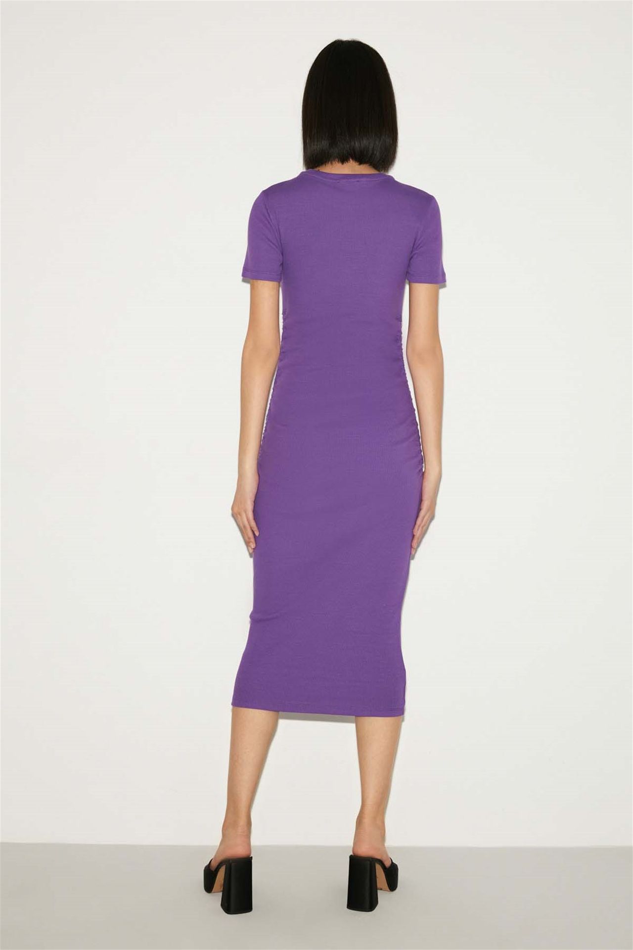 GRIMELANGE Crew Neck Shirred Midi Bodycon Dress 5