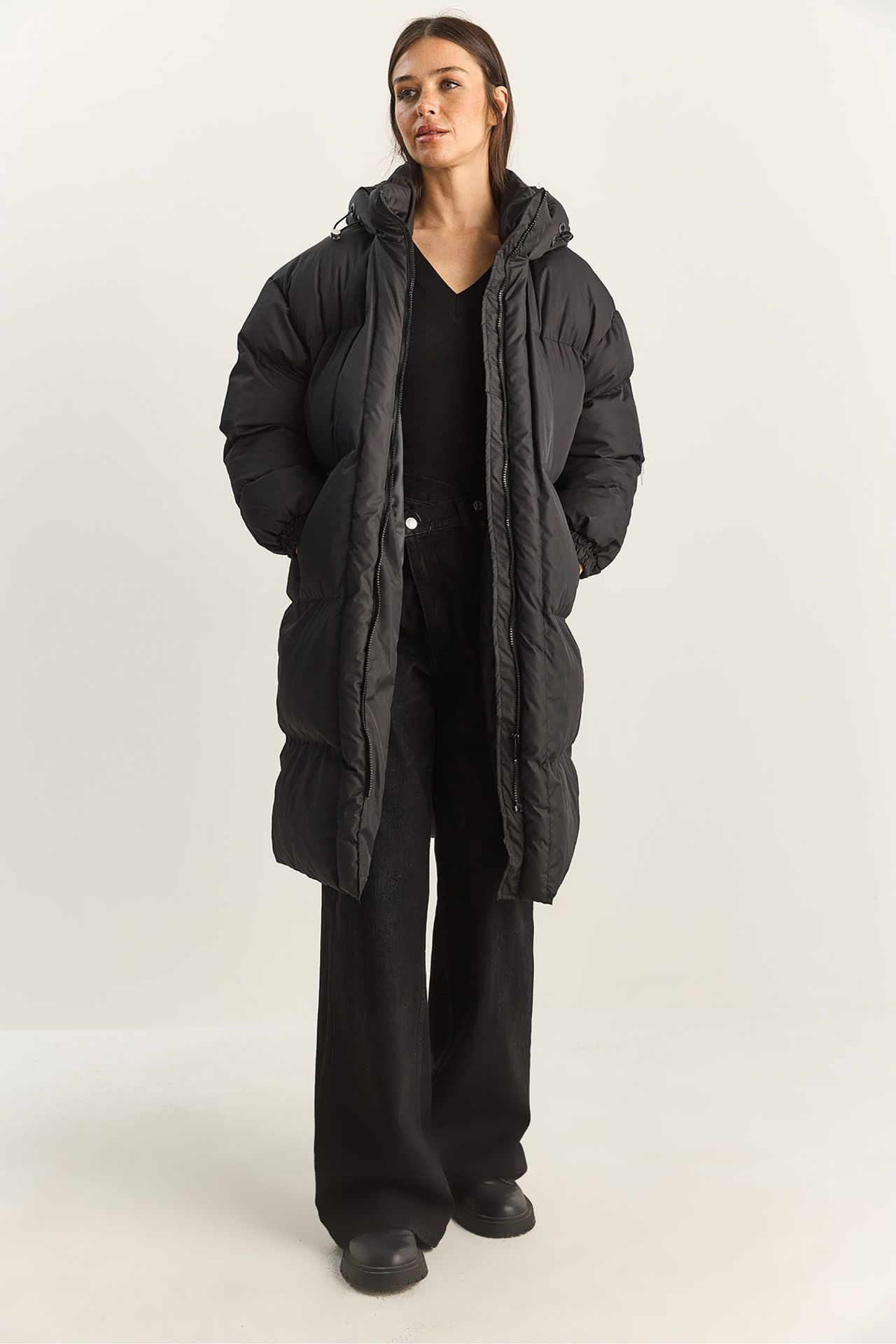 LUCCI Hooded Long Sleeve Puffer Jacket with Pockets