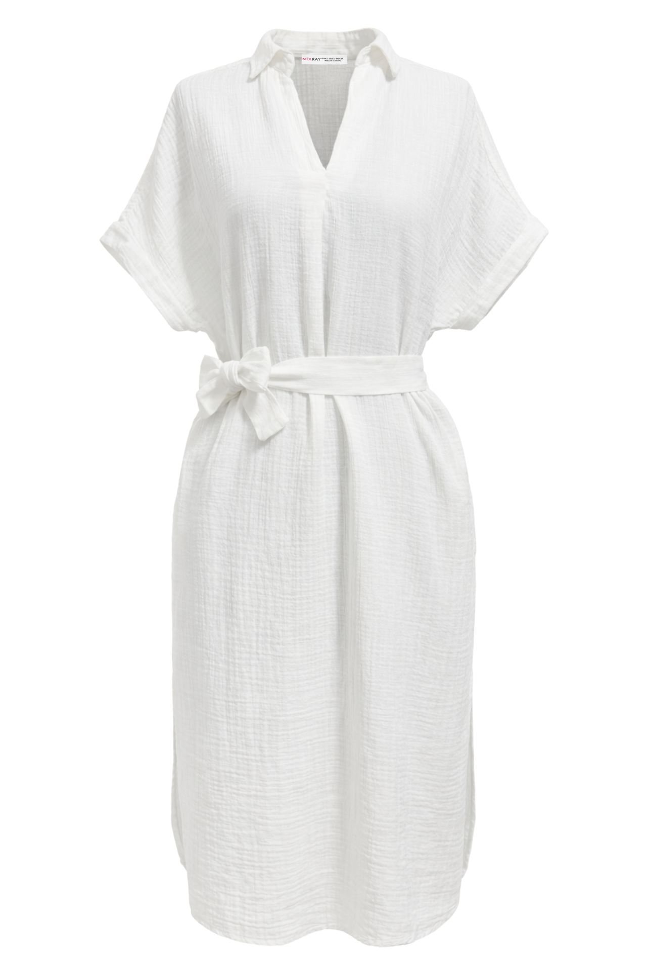 Mixray Belted Short-Sleeve Midi Dress 2