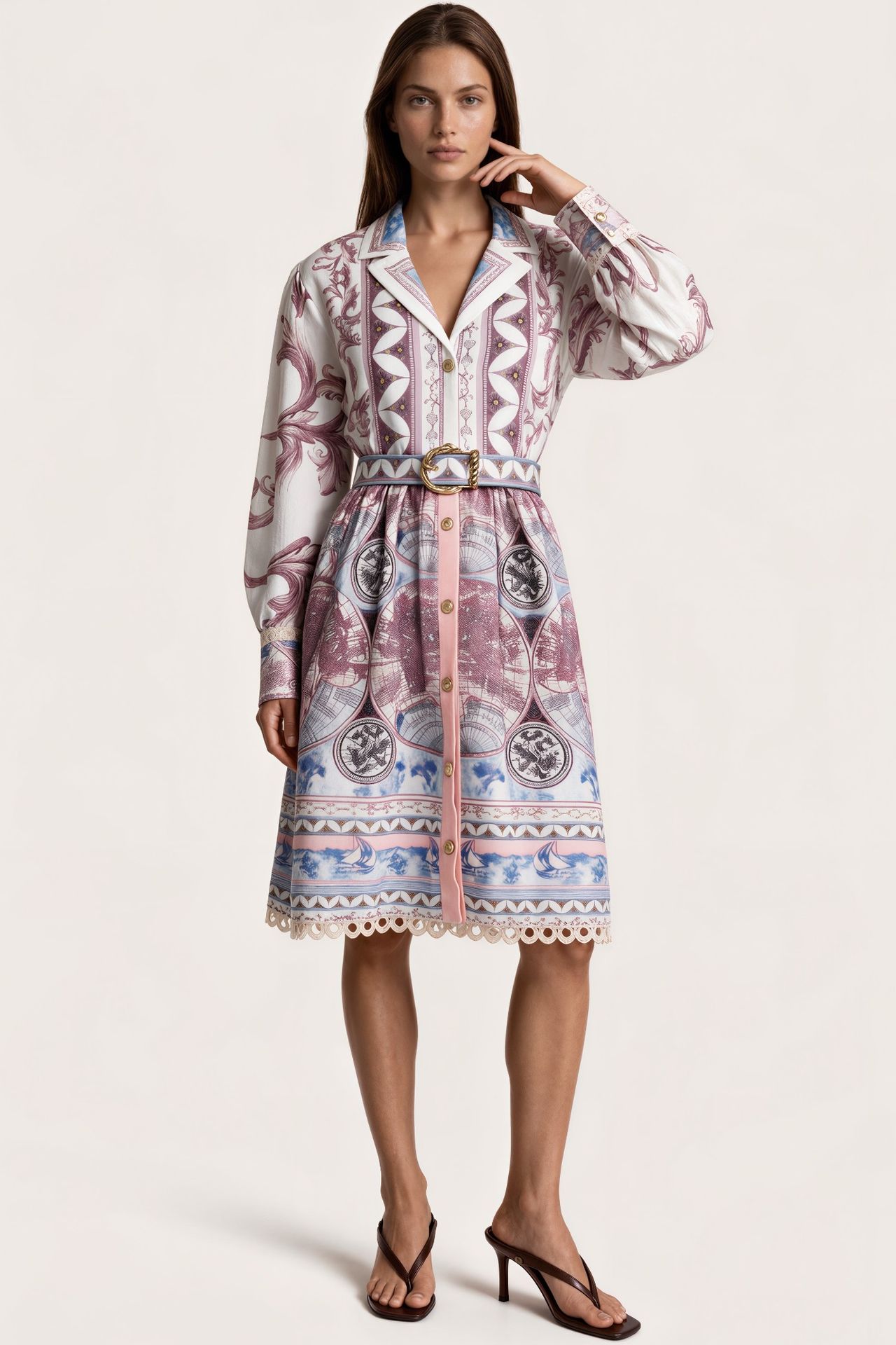 MSN Geometric Belted Shirt Dress 1