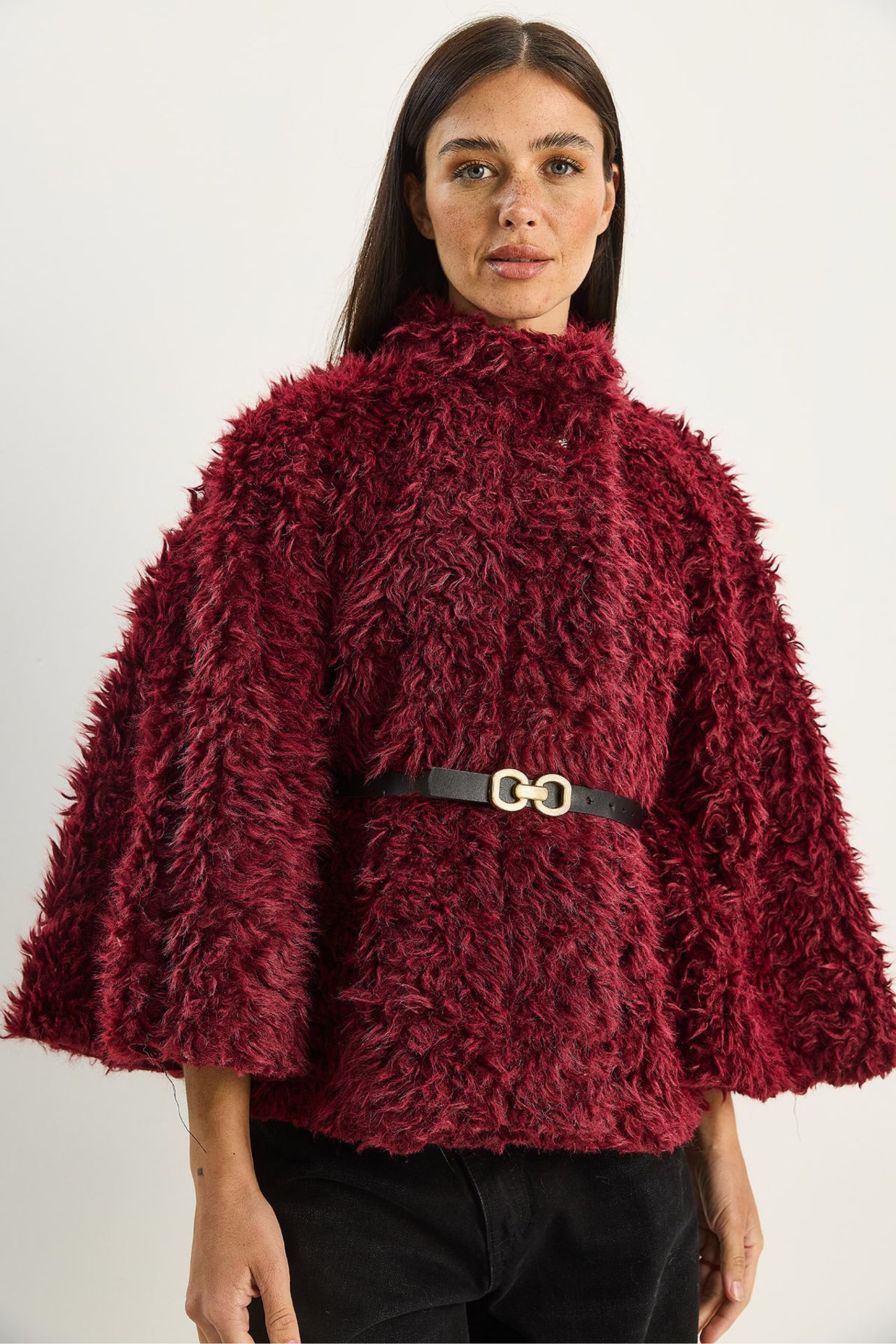 LUCCI Oversize Plush Coat with Jacket Collar 3