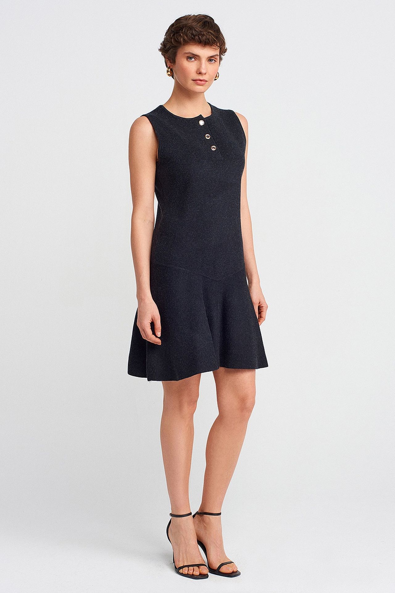 DILVIN Sleeveless Seamless Knit Skater Mini Dress