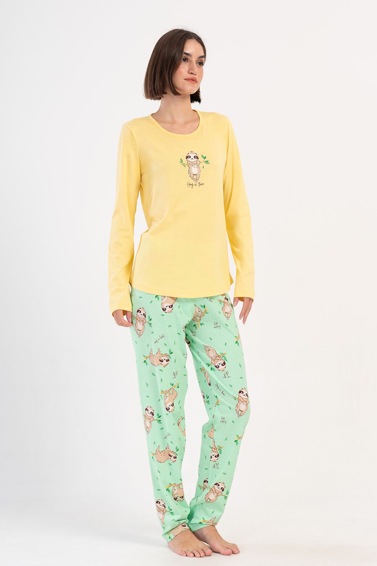 YAKE 2 Parçalı Baskılı Pijama Takımı 4