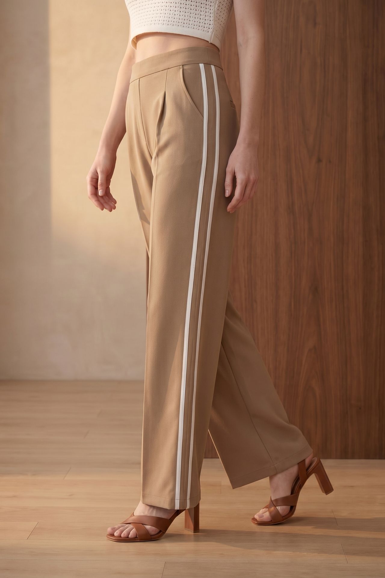MY FASHION High-Waist Pleated Wide-Leg Trousers 2