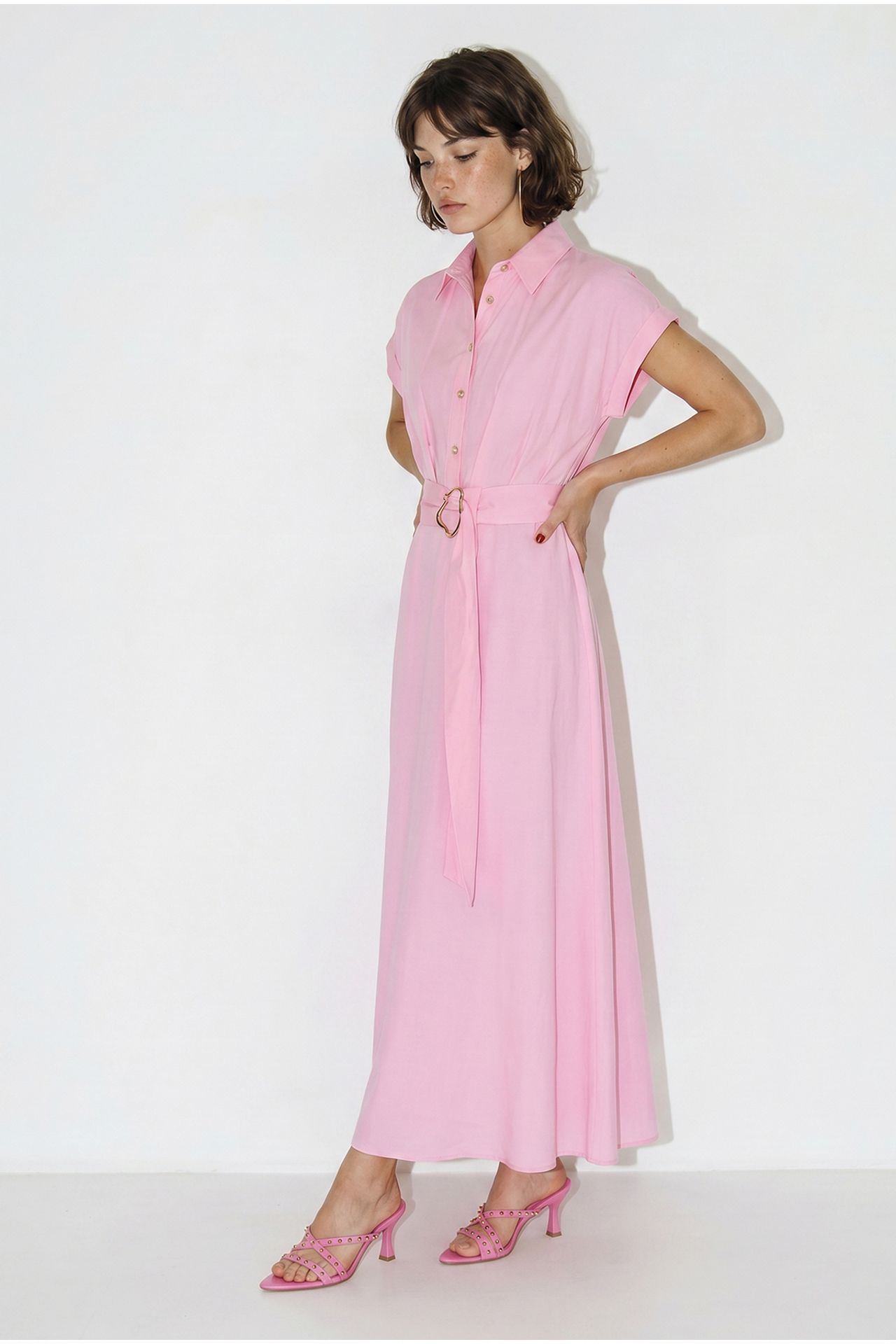 LUCCI Belted Poplin Shirt Dress 3