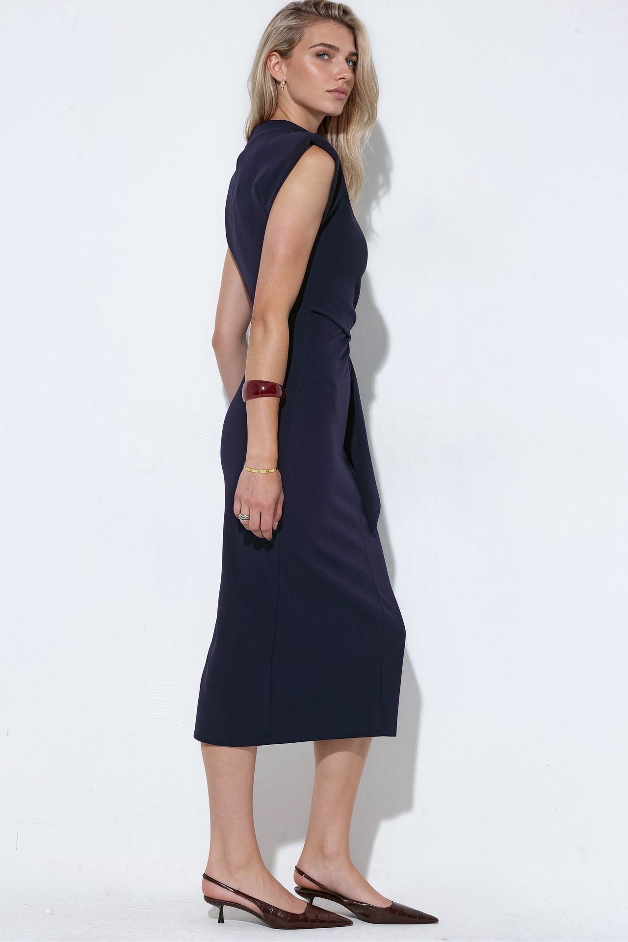 BUSEM Sleeveless Fitted Midi Dress With Tie Detail 2