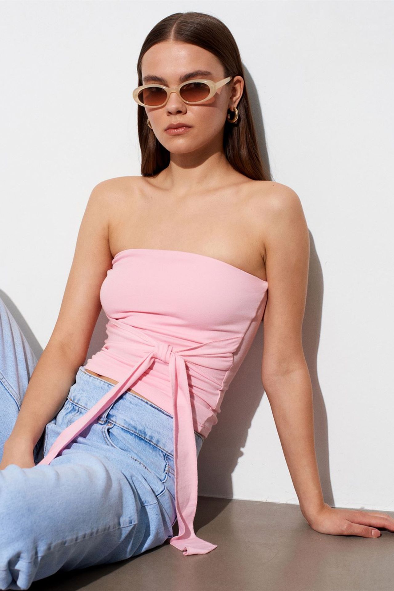 DILVIN Slim Fit Strapless Bandeau Blouse 3