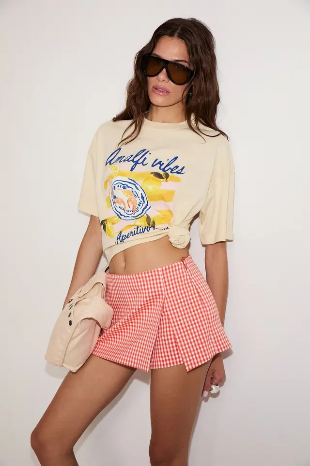 GRIMELANGE Oversized Crew Neck Printed T-Shirt