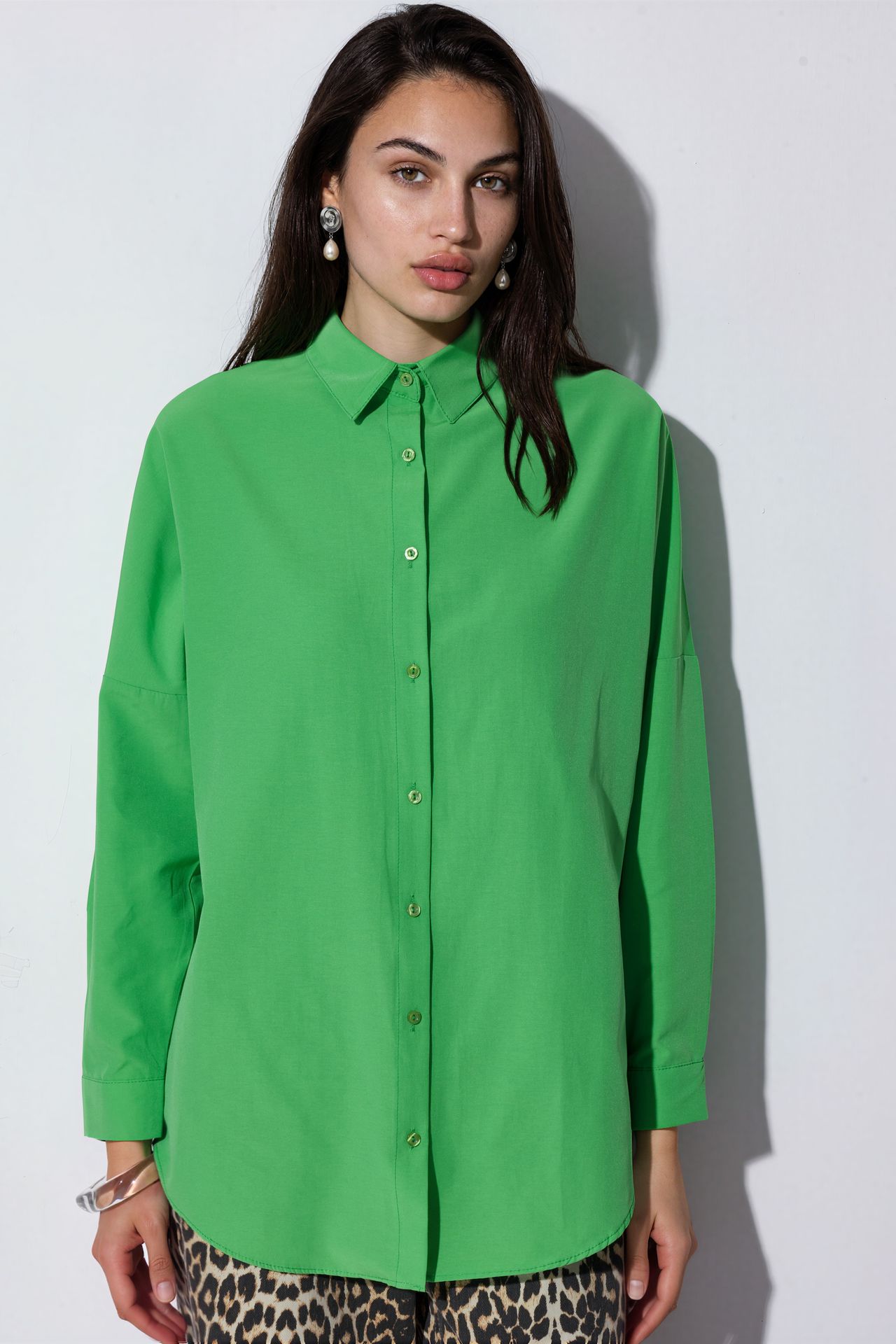BDART Oversized Patterned Poplin Shirt With Button Closure 5