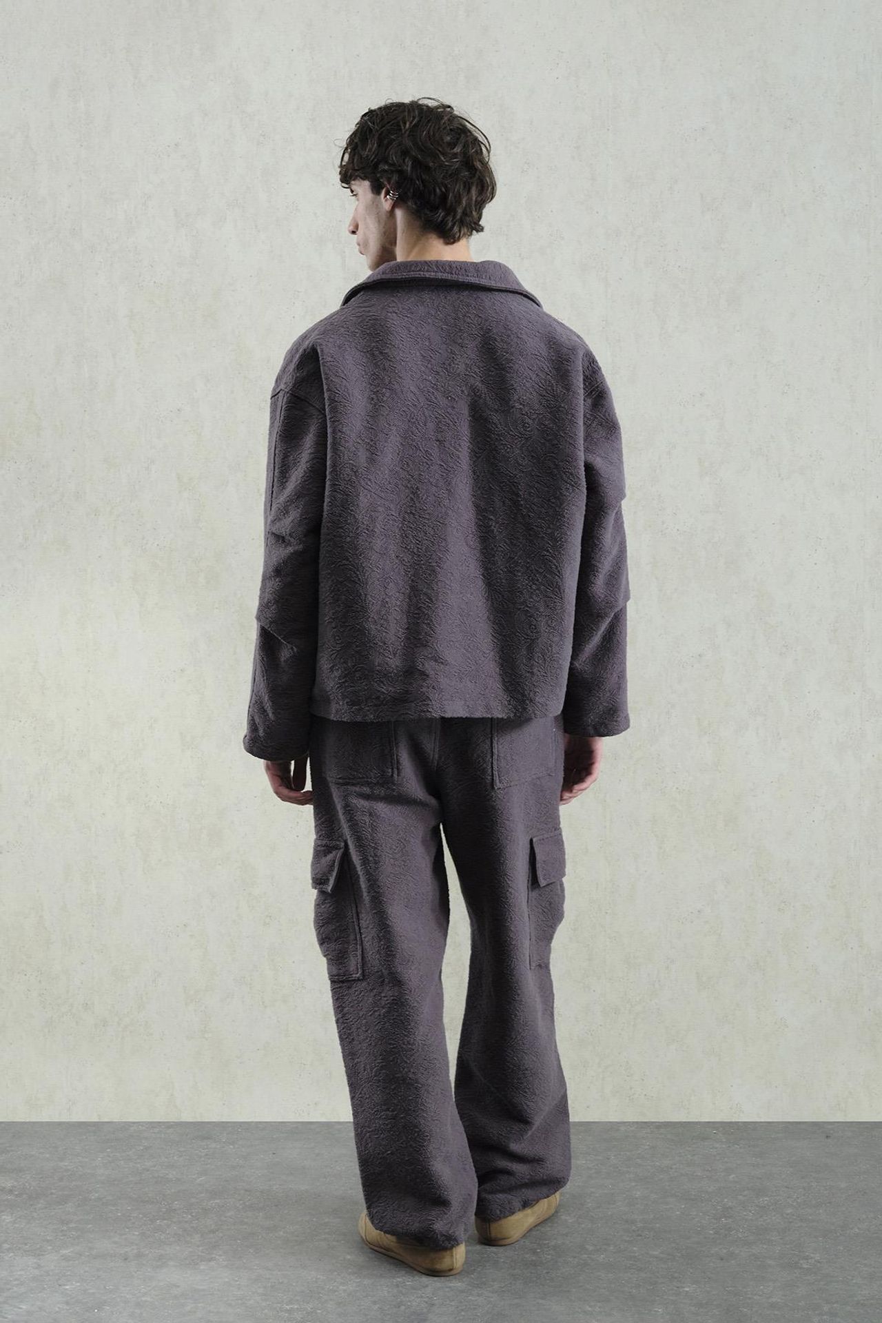 GIESTO Textured Cotton Jacket with Zipper Closure 2