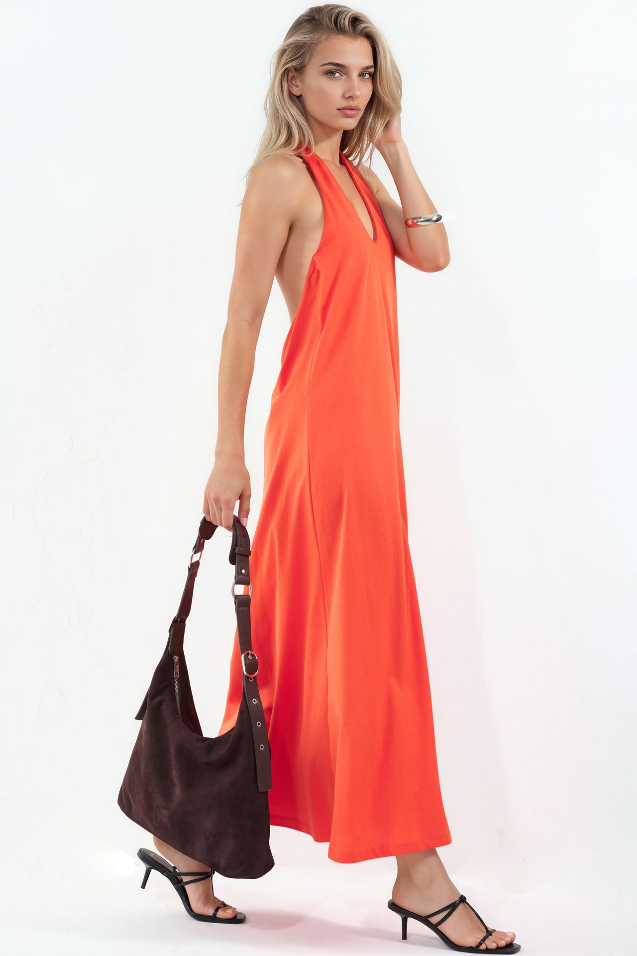 BUSEM Cotton Midi Halter Dress With Slit 2