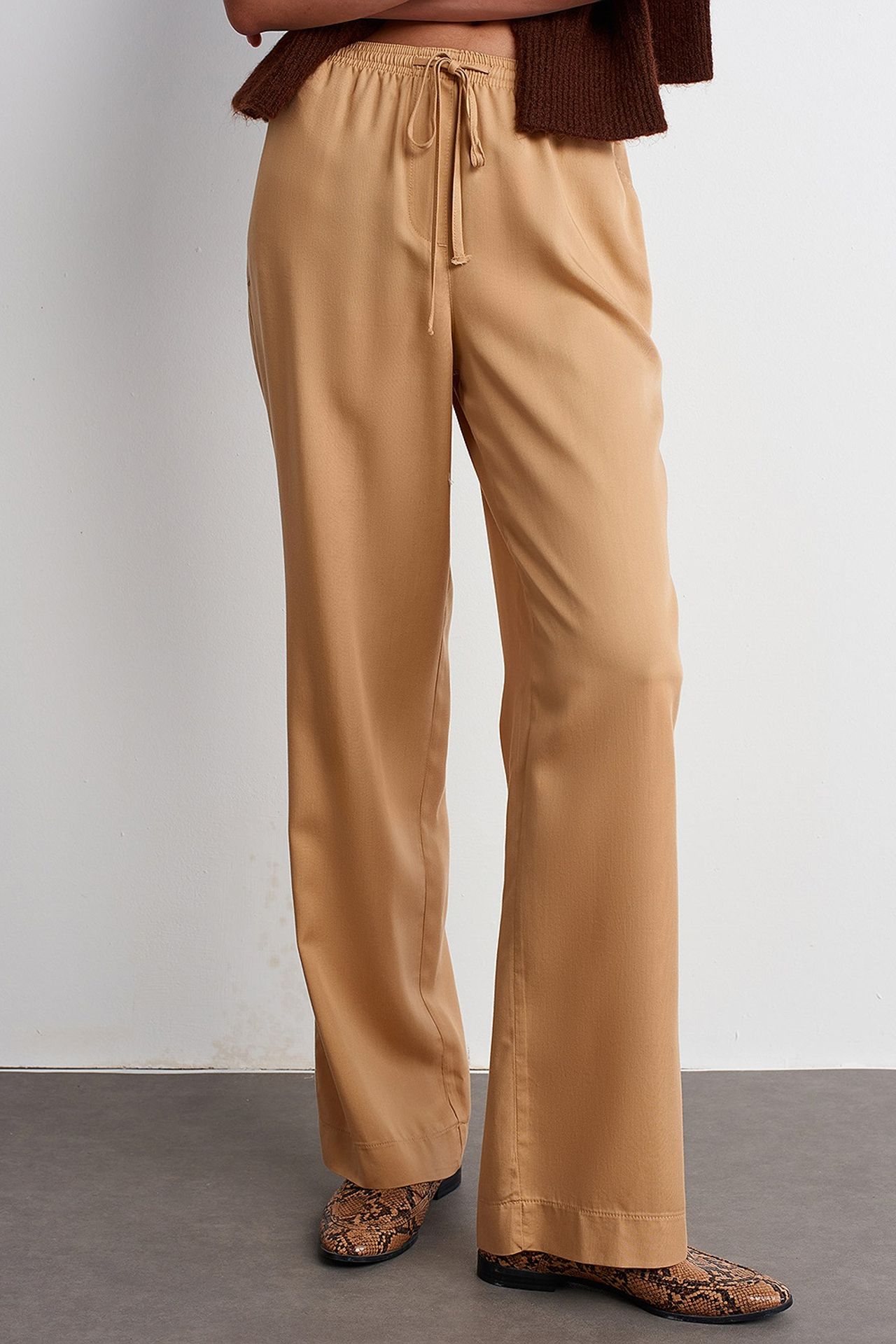 DILVIN Kadın Tencel Geniş Paça Pantolon 2