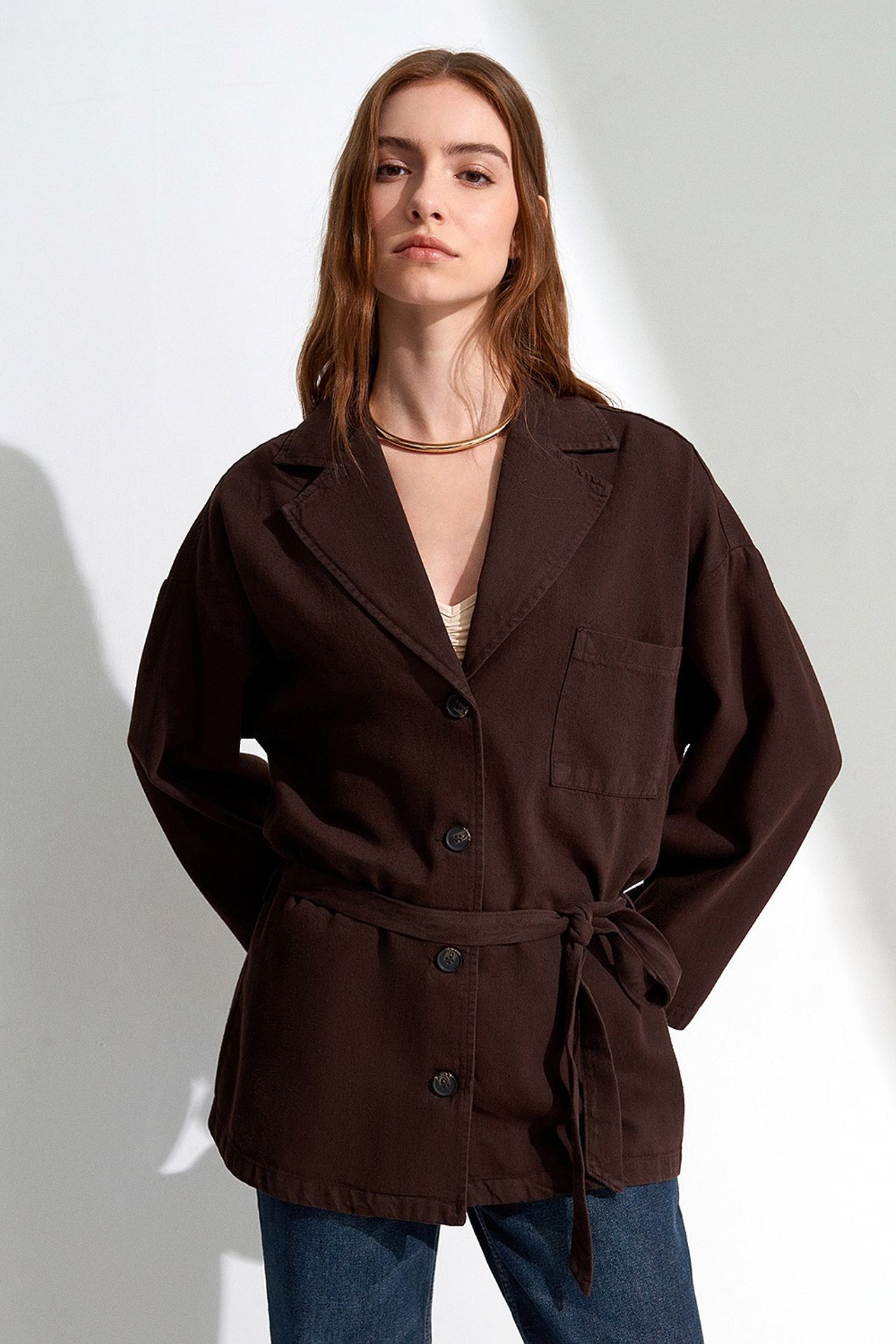 DILVIN Oversized Belted Long Jacket 1