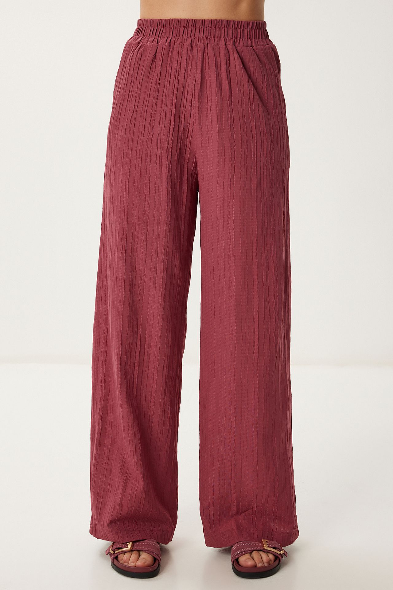 ISTANBUL High Waist Two-Piece Set with Shirt Collar and Wide Leg Pants 5