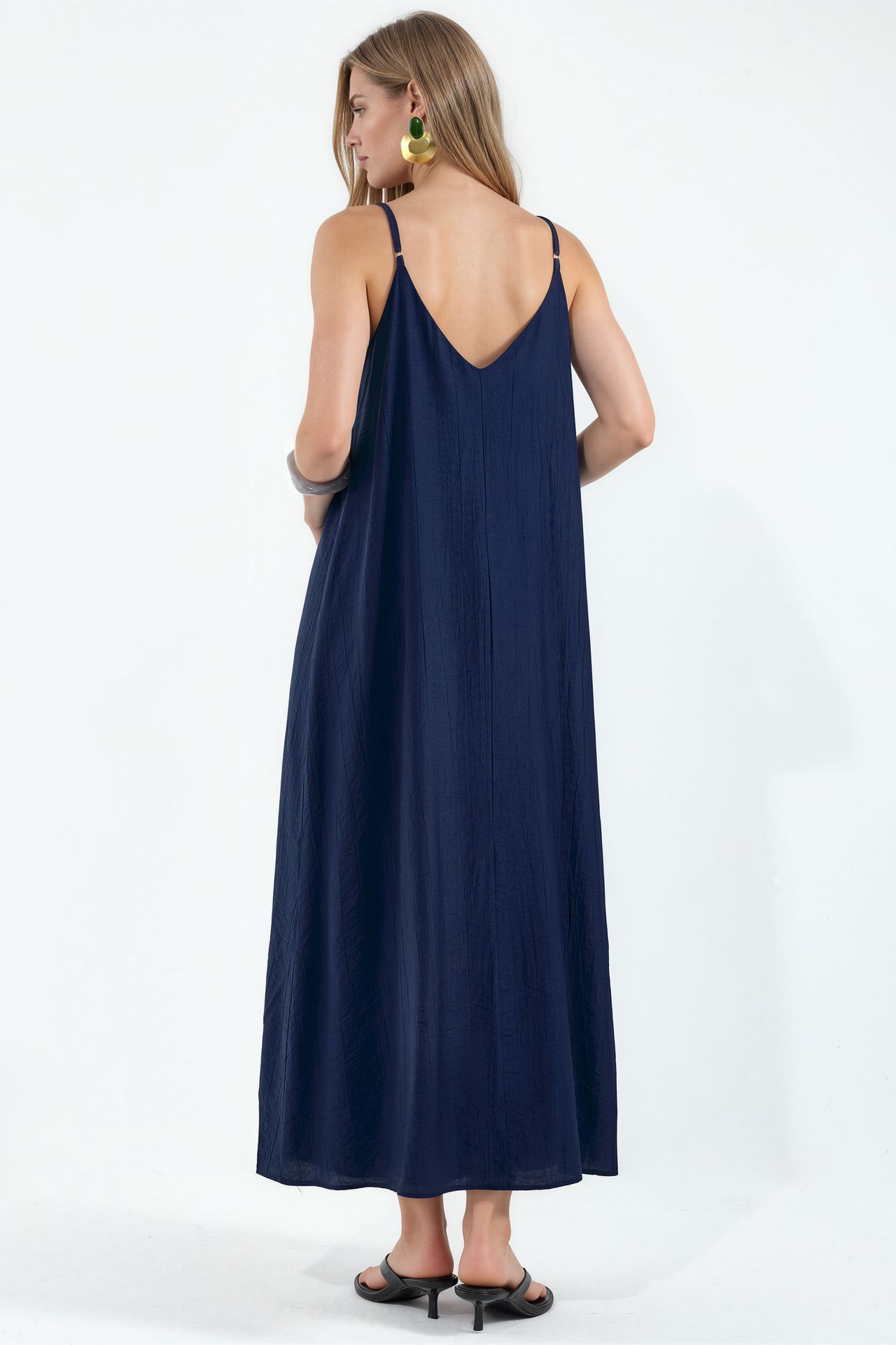BUSEM Kadın Düz Maxi Slip Elbise 3